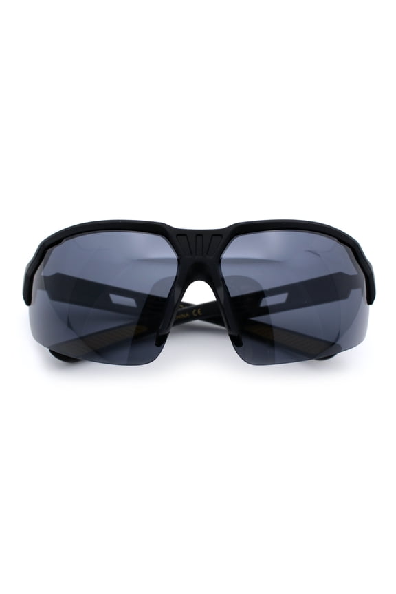 Xloop Mens Baseball Half Rim Rectangular Wrap Around Sport Plastic Sunglasses [Black Yellow Accent]