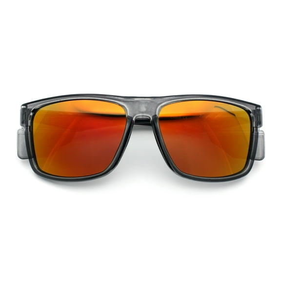 Xloop Mens Color Mirror Rectangle Sport Plastic Side Visor Sunglasses Slate Red - Orange Mirror