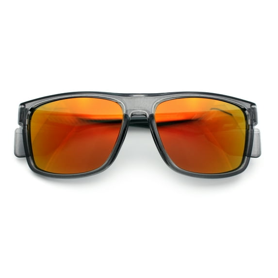Xloop Mens Color Mirror Rectangle Sport Plastic Side Visor Sunglasses Slate Teal - Orange Mirror