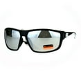 thumbnail image 1 of Xloop Mens Color Mirror Rectangular Warp Sport Plastic Sunglasses Silver Mirror, 1 of 4