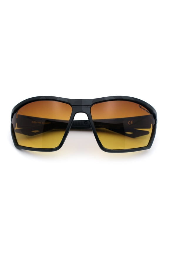 Xloop Mens HD+ Night Driving Amber Lens Wrap Around Sport Plastic Sunglasses Grey Camouflage