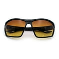 thumbnail image 1 of Xloop Mens HD+ Night Driving Amber Lens Wrap Around Sport Plastic Sunglasses Shiny Black, 1 of 7