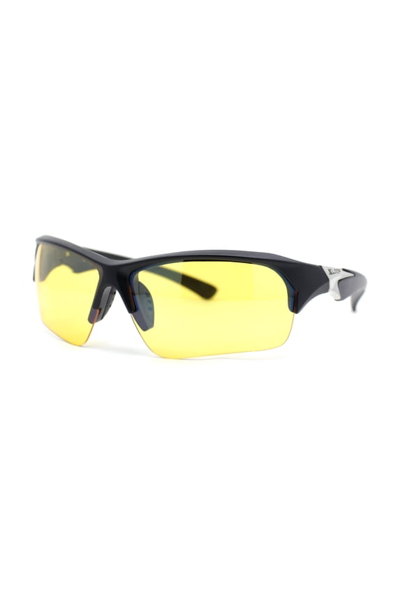 Xloop Mens Night Driving Blue Light Filter Half Rim Plastic Sport Sunglasses Matte Black - Yellow