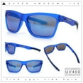 thumbnail image 1 of Xloop Mens Rectangle Sport Classic Wrap Horned Plastic Sunglasses Blue Mirror, 1 of 8