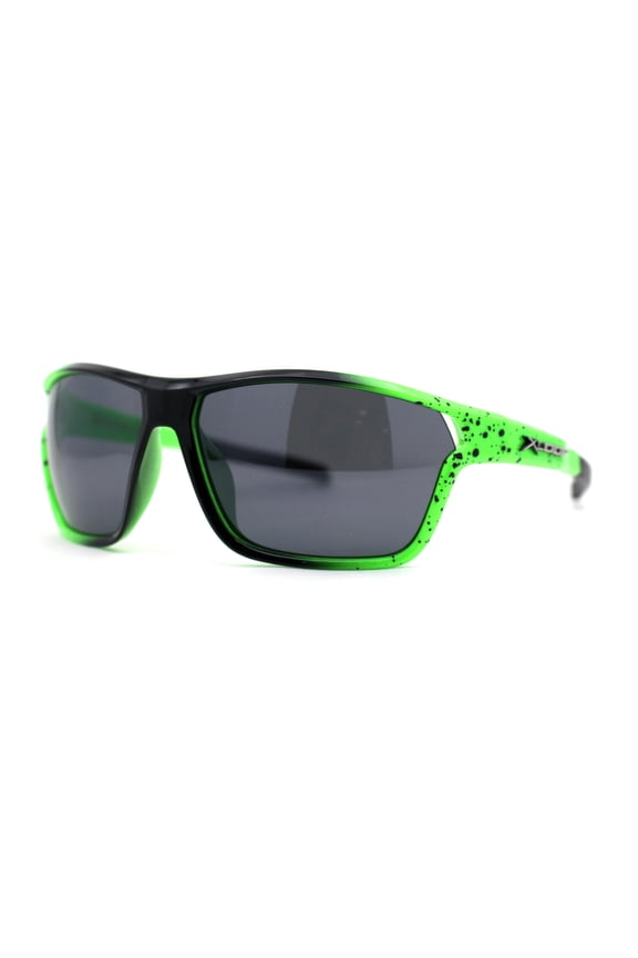 Xloop Mens Sport Wrap Around Rectangular Plastic Sunglasses Black Green