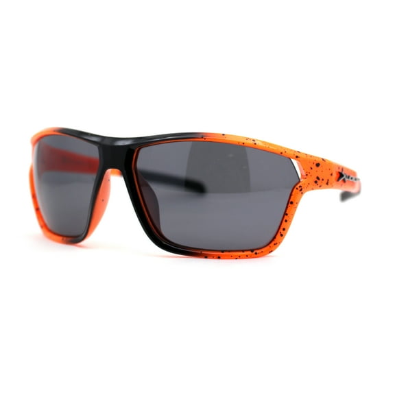 Xloop Mens Sport Wrap Around Rectangular Plastic Sunglasses Black Orange