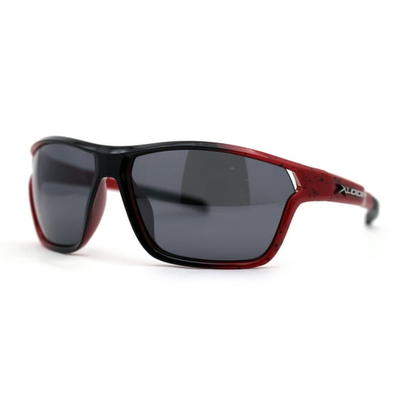 Xloop Mens Sport Wrap Around Rectangular Plastic Sunglasses Black Red