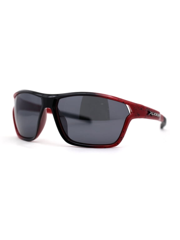 Xloop Mens Sport Wrap Around Rectangular Plastic Sunglasses Black Red