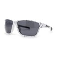 thumbnail image 1 of Xloop Mens Sport Wrap Around Rectangular Plastic Sunglasses White, 1 of 4