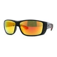 thumbnail image 1 of Xloop Mens Wrap Around Biker Style Plastic Sport Sunglasses Black Red Orange Mirror, 1 of 4