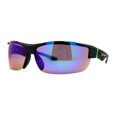 thumbnail image 1 of Xloop Mens Wrap Futuristic Half Rim Mirror Sport Sunglasses Black Green Blue Mirror, 1 of 4