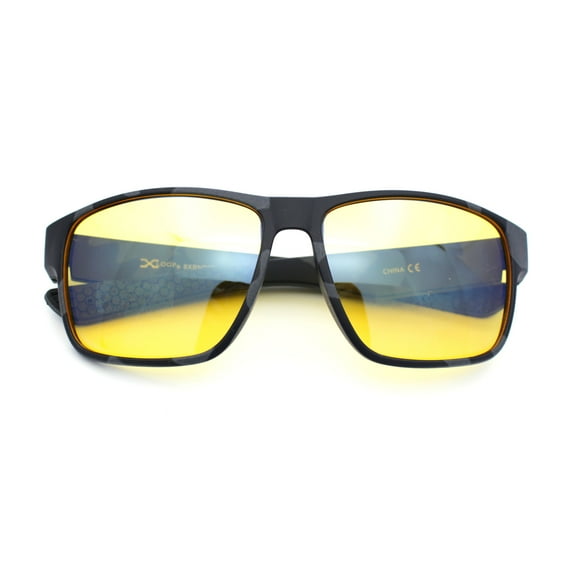 Xloop Night Driving Vision Classic Large Biker Style Wrap Around Plastic Sport Sunglasses Black Camouflage