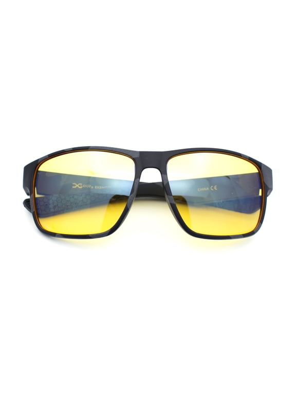 Xloop Night Driving Vision Classic Large Biker Style Wrap Around Plastic Sport Sunglasses Black Camouflage