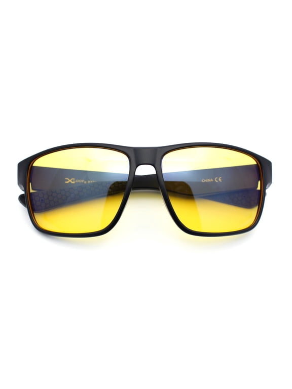 Xloop Night Driving Vision Classic Large Biker Style Wrap Around Plastic Sport Sunglasses Matte Black