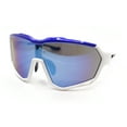 thumbnail image 1 of Xloop Oversized Mirror Lens Wrap Around Plastic Riding Sport Sunglasses White Blue - Blue Mirror, 1 of 4