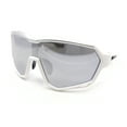 thumbnail image 1 of Xloop Oversized Mirror Lens Wrap Around Plastic Riding Sport Sunglasses White Silver - Silver Mirror, 1 of 4