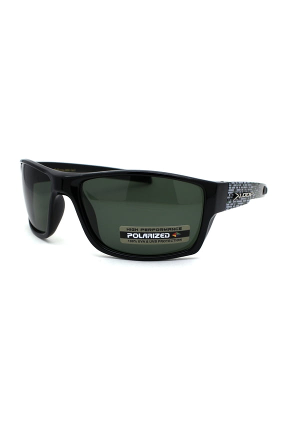 Xloop Polarized Mens Classic Biker Style Rectangle Sport Plastic Sunglasses Black Green
