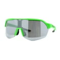 thumbnail image 1 of Xloop Silver Mirror Shield Oversize Half Rim Neon Plastic Sport Sunglasses Green, 1 of 4