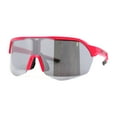 thumbnail image 1 of Xloop Silver Mirror Shield Oversize Half Rim Neon Plastic Sport Sunglasses Pink, 1 of 4