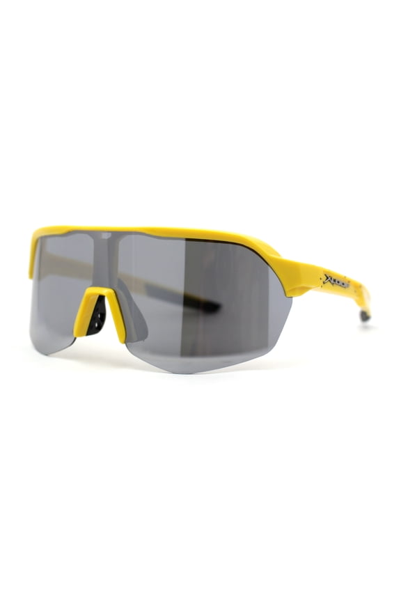 Xloop Silver Mirror Shield Oversize Half Rim Neon Plastic Sport Sunglasses Yellow
