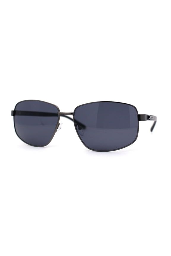 Xloop Sport Rectangle Metal Rim Color Mirror Officer Sunglasses Gunmetal Black