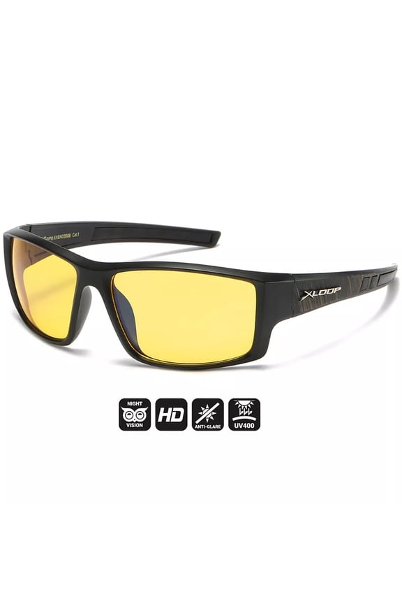 Xloop Yellow High-Definition Sport Night Driving Vision Sunglasses