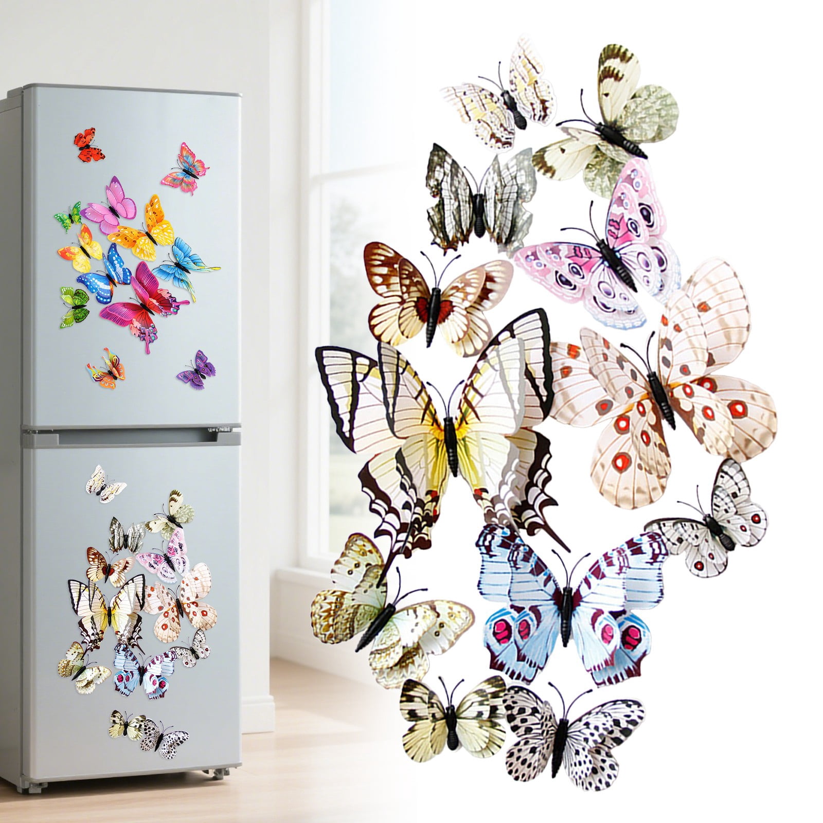 Xloro 3D Butterfly Wall Stickers with Magnets Colorful Removable ...