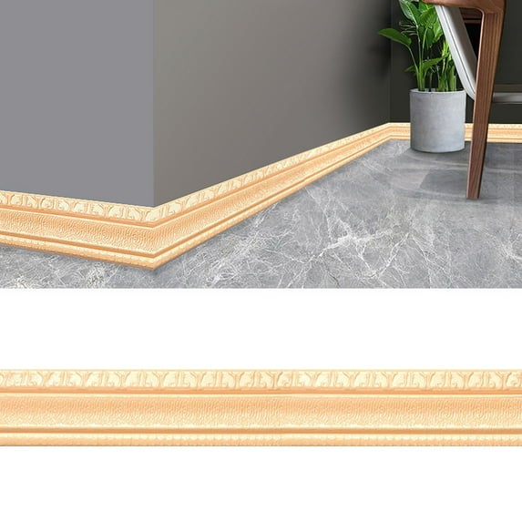 Xloro 3D Self-Adhesive Wall Border Waterproof Foam Trim for Home & Office Removable Decorative Wallpaper Edging Flexible Baseboard DIY Wall Decor Stickers (1Pc 3"x91")
