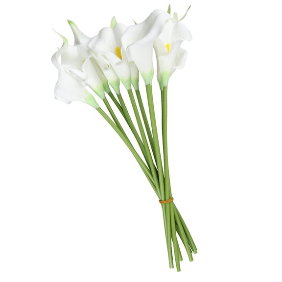 Xloro Artificial Calla Lily Flowers White Real Touch Faux Flower Bouquet for Wedding Bridal Arrangements Home Office Table and Garden Decor (1Bouquet 20Pcs 13.38")