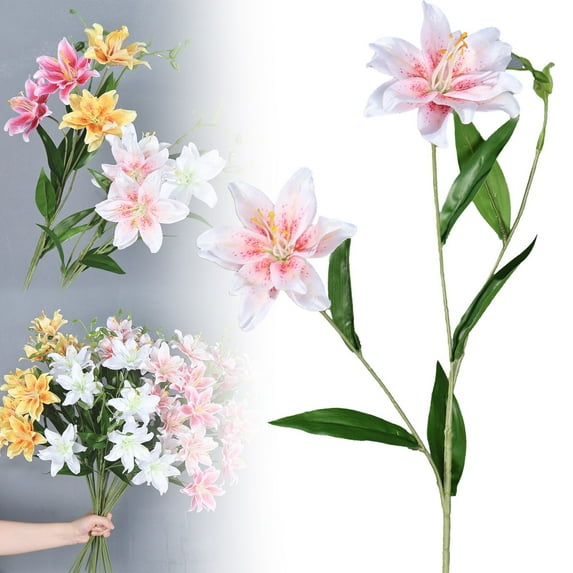 Xloro Artificial Flowers for Decoration, Long Stem Artificial Flowers for Tall Vase, Faux Flowers for Vase, 2 Head Artificial Flowers, Table Centerpiece Decor, 27.55"