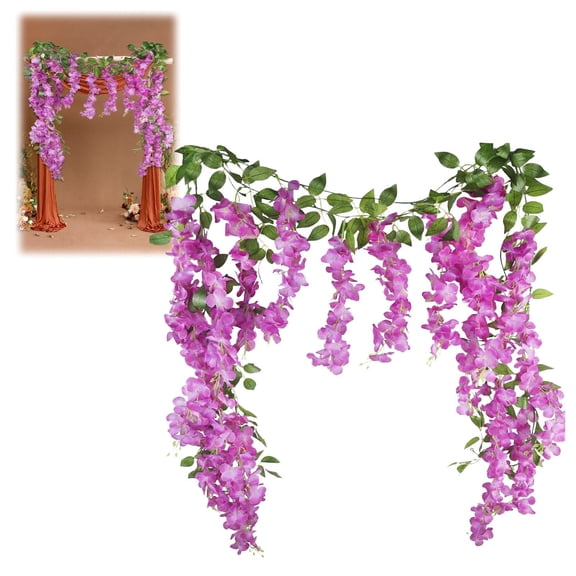 Xloro Artificial Wisteria Hanging Flowers Vine Silk Flower Garland for Home Garden Wedding Decor Party Backdrop Outdoor or Indoor Floral Decoration (1Pc 72.05")