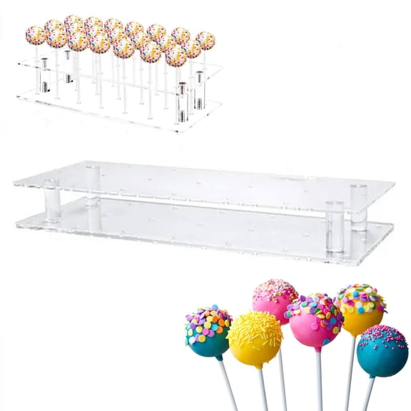 Xloro Cake Pop Stand Lollipop Display Stand Acrylic Clear Cake Sticks Display Holder 21 Holes Transparent Decorative Candy Table Display (1Pc 11.1"x4.7"x2.2")