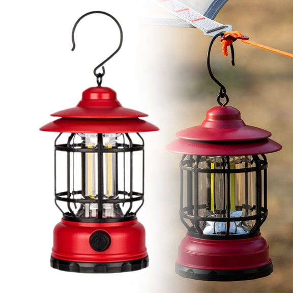 Xloro Camping Lantern Camping Outdoor Light Night Lighting for Camp Portable LED Camping Lantern Vintage Style Tabletop Lantern Battery-Powered (3.78"x9.25")