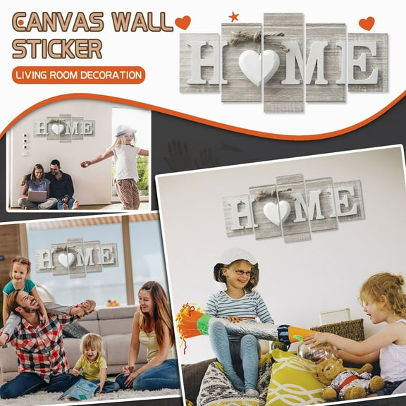 Xloro Canvas Wall Art Room Decor Home Sign 5 Panel Modern Farmhouse Wall Decor Prints for Home Decoration Living Room Bedroom Rustic Artwork (Frameless 8"x12-16-20")