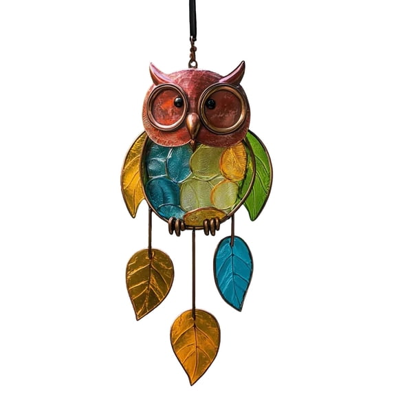 Xloro Colorful Owl Window Hanging Decor Acrylic Suncatcher Ornament for Wall and Window Decoration Unique Home and Garden Decor for Bird Lovers (1Pc 4"x8")