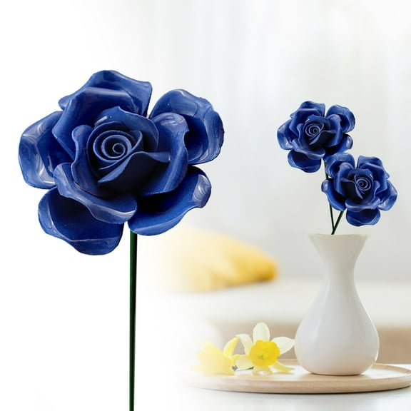Xloro Handmade Ceramic Roses Decorative Flowers Colorful Porcelain Floral Decorations for Home Office Wedding Table Centerpieces & Gifts (1Pc 2.75"x10.23")