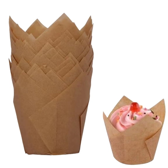 Xloro Jumbo Tulip Muffin Liners – Greaseproof Paper Cupcake Wrappers for Weddings Birthday Parties Anniversaries & Celebrations (50Pcs 2"x3"x3")