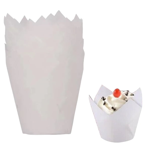 Xloro Natural Tulip Cupcake Liners – Greaseproof Parchment Baking Cups for Birthdays Weddings Anniversaries & Party Desserts (50Pcs 2"x3"x3")