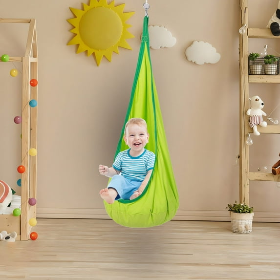 Xloro Pod Swing Hanging Chair Sensory Swing with Inflatable Pillow Indoor Outdoor Hammock Seat for Relaxing Calming Support for Bedroom Porch & Backyard (1Pc 28"x59")