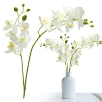 Xloro White Orchid Artificial Flowers, Artificial Phalaenopsis Flowers Branches, 16.54" Faux Orchids, White Fake Phalaenopsis Flower for Wedding Home Arrangement Decor