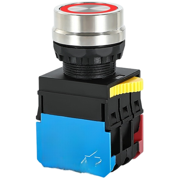 Xm38E 11Dnj 22Mm Self Resetting Push Button Switch With Silver Contacts Red