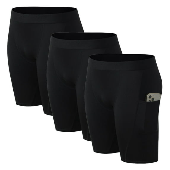 Xmarks 1/2/3 Pack Compression Shorts Men Spandex Sport Shorts Quick Dry Athletic Workout Running Shorts with Pockets Compression Baselayer Underwear, S-3XL