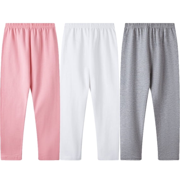 Xmarks 1/3 PACK Leggings Full Length Solid Color Basic Leggings For Girls Soft Comfortable Stretch Tights Pants for Kids Girls Yoga Great Basics Everyday Wear 2-11T