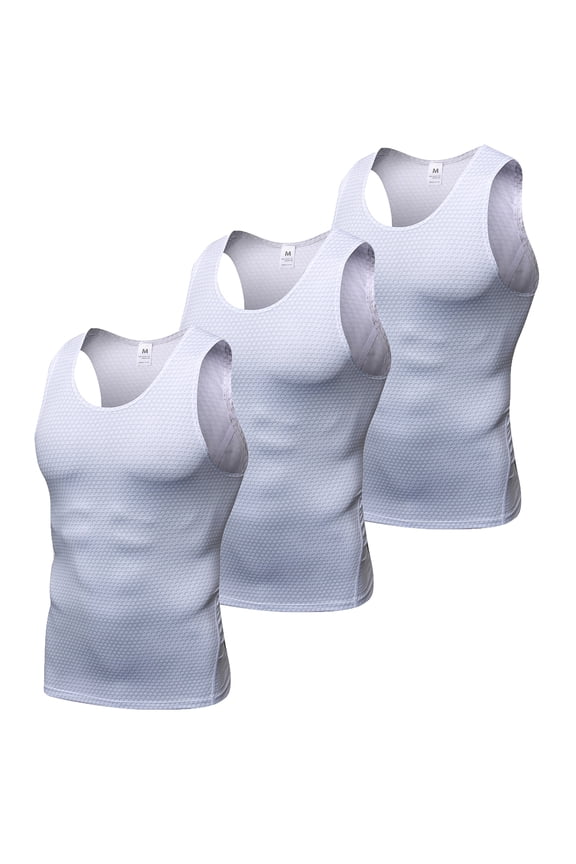 1/3 Pack Men's Athletic Compression Shirts Sleeveless Workout Tank Top 3D Vest Fitness Running Tight Stretch Quick Dry T Shirt S-2XL