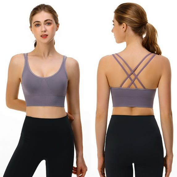 Xmarks 1/3 Pack Women's Cross Back Sports Bras Ruched Sports Bra Yoga Bra for Workout Running Breathable Tank Top