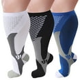 thumbnail image 1 of Xmarks 1/3 Pairs Plus Size Compression Socks Women and Men 15-25 mmhg Extra Wide Calf Large Size Support Socks Knee High Compression Stockings for Circulation, 2XL-7XL, 1 of 8