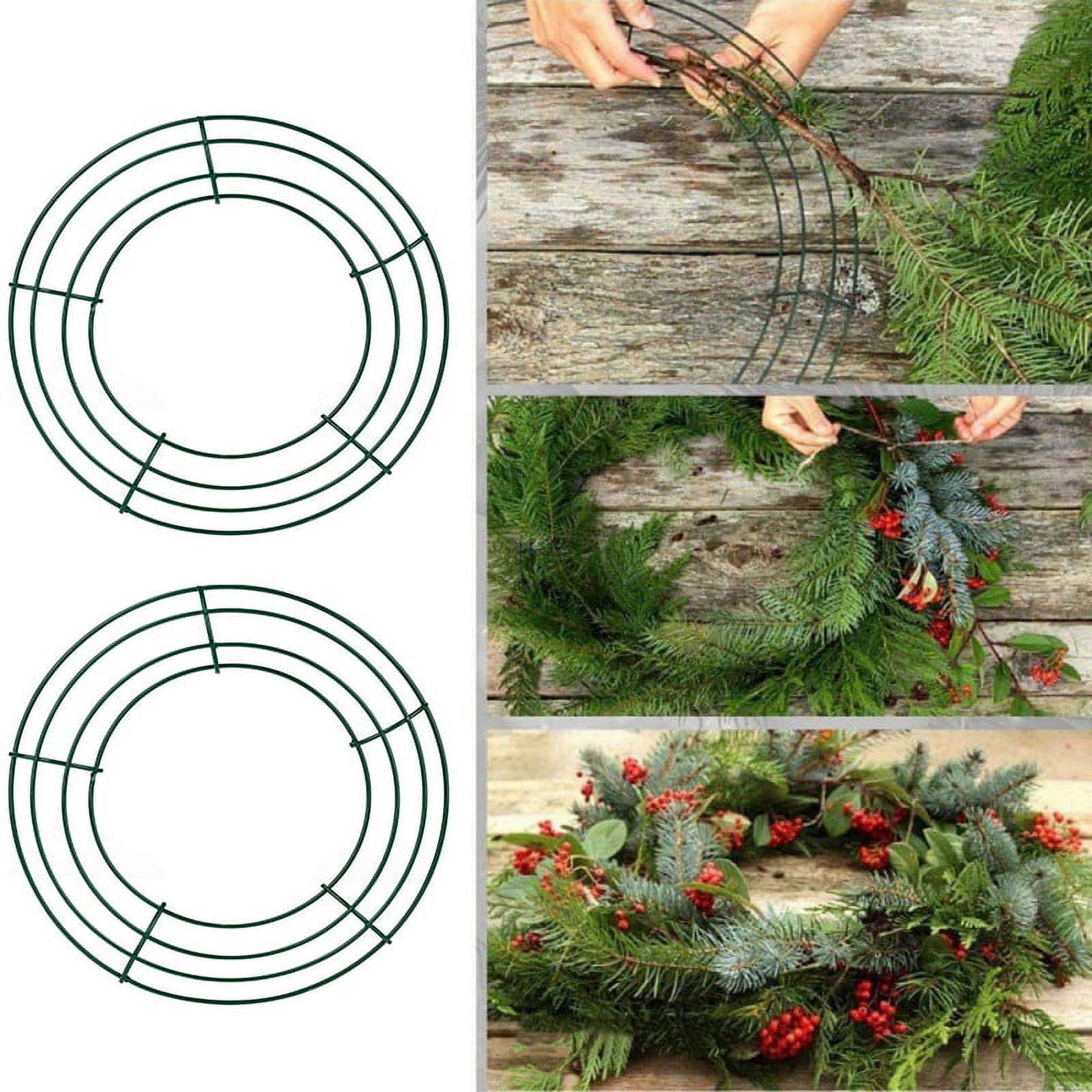 Xmarks Christmas Metal Wreath Frame Green Round Wire Wreath Making Ring DIY  Macrame Floral Crafts Wire Form Christmas Decoration Door Craft