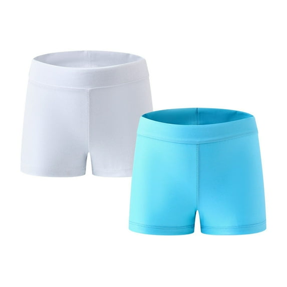 Xmarks 2 Packs Girl’s Spandex Compression Shorts Casual Solid Color Low Waist Dance Yoga and Athletics Short Pant for Kids 2-13Years