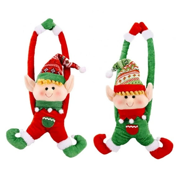Xmarks 2pcs Christmas Elves Set Stuffed Elf Couples Xmas Hanging Decoration Adorable Elves Figure Hanging Ornaments