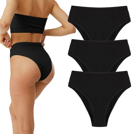 Xmarks 3/8 Pack Underwear for Women High Waist Cotton Breathable Panties Half Back Coverage Briefs Panties High Cut Cheeky Bikini Hipster, XS-2XL